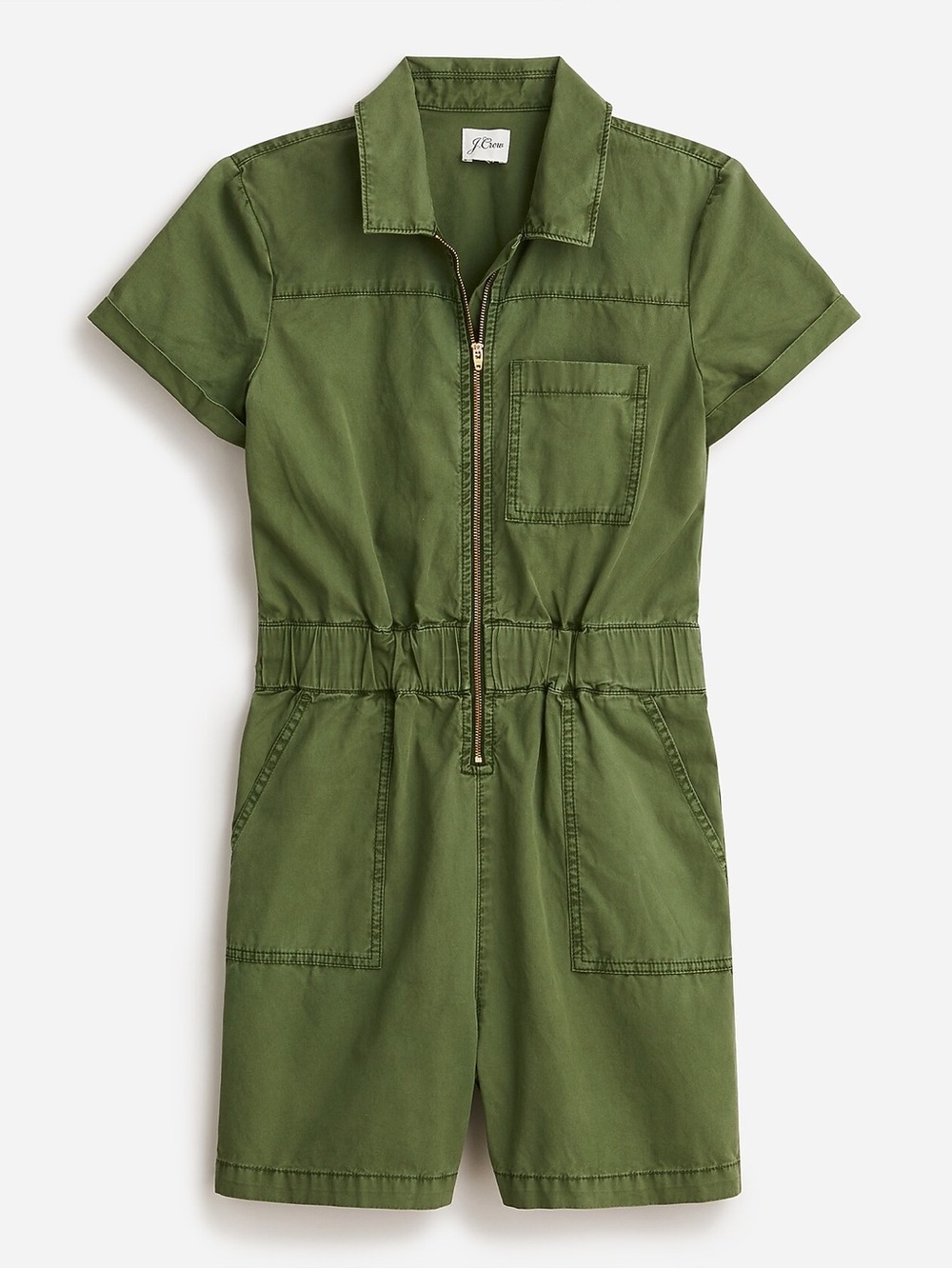 J CREW Zip Front Chino Romper 6